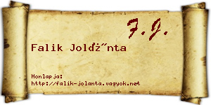 Falik Jolánta névjegykártya